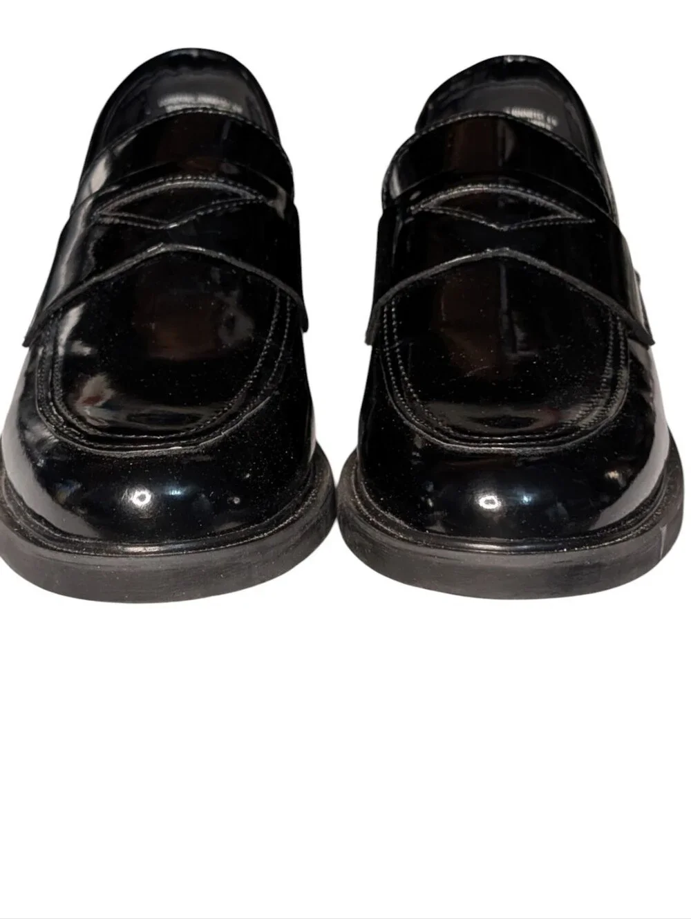 Steve Madden Leedan black patent penny loafer classic sleek high shine size 6